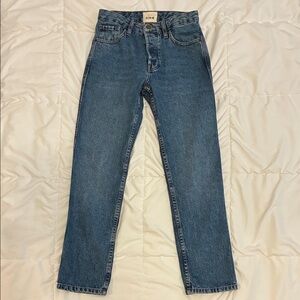 Sezane Women's Brut Sexy Ankle Crop Blue Jeans 100% Cotton Size 25